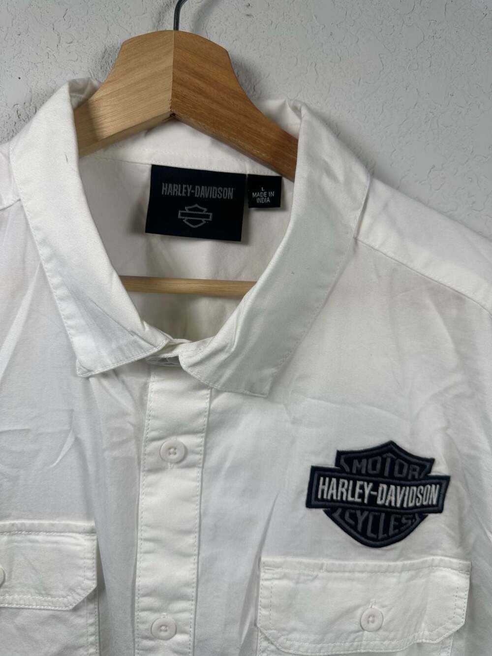 Men’s Harley-Davidson Long Sleeve Button-Down Shirt Size L White